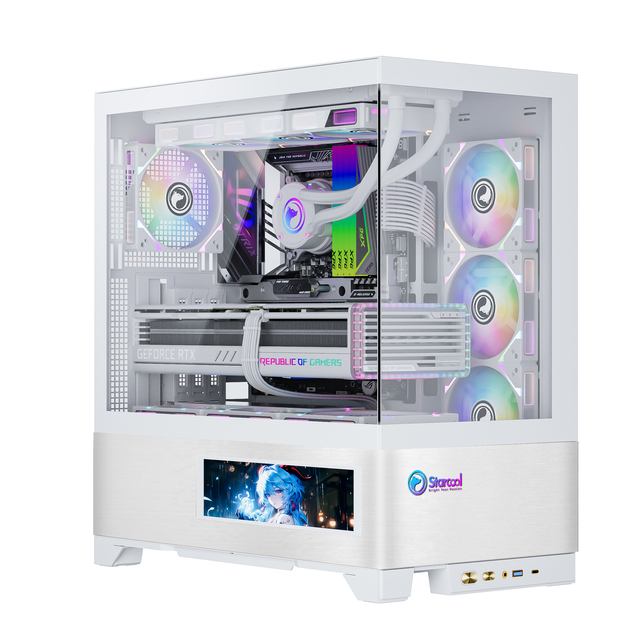 OEM ODM Transparent Tempered Glass ARGB Water Cooler Fan LCD Screen PC Case Fans Computer MATX ATX ITX PC Case with LCD Display