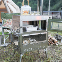 Poêle à bois multifonctionnel en acier inoxydable à double étage, four supérieur, chauffage, pour le camping en plein air toute l'année