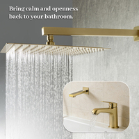 Système de douche encastré en laiton doré brossé, avec pommeau de pluie carré, douchette à main, fixation murale, commande thermostatique, fonction massage, pour hôtel
