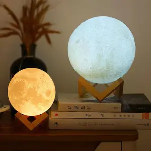 Smart Touch 3d Custom Diy Afdrukken Foto Led Volle Maan Globe Nachtlampje 16 Kleur Veranderende Vintage Sfeer Nachtlampje