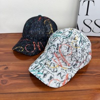 Casquette de baseball en maille style streetwear graffiti coloré unisexe, nouvelle visière incurvée respirante, chapeau de soleil printemps-été