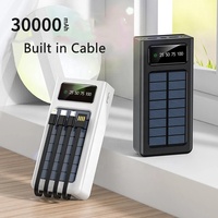Nouvelle arrivée, batterie solaire portable étanche 20000mAh avec sortie Micro USB 5W, quatre câbles intégrés pour une utilisation en extérieur