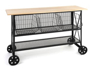 Retail Cart Wheels Malla Metálica Expandida para Estantería Hierro y <span class=keywords><strong>Roble</strong></span>-Negro - Product Image 5