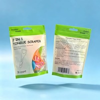 Lot de 30 gratte-langue 2-en-1 en plastique pour nettoyage buccal, en TPR+PP, avec caoutchouc souple