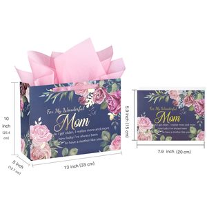 Personnalisez un sac cadeau luxueux pour la fête des mères avec un design floral élégant et des détails dorés pour ma merveilleuse maman - Product Image 2
