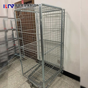 Warehouse Wire Mesh Storage Cage with <strong>Wheels</strong> Foldable Steel Logistic Trolley - Product Image 4