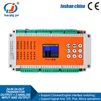 Huaqingjun 24 entradas 24 salidas de transistores PLC Entradas analógicas de 2 canales Salidas 0-10V 0-20mA Controlador PLC para sensores