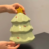 Boîte à mouchoirs en céramique imperméable en forme de sapin de Noël mignon et élégant, pièce décorative pour table basse de salon
