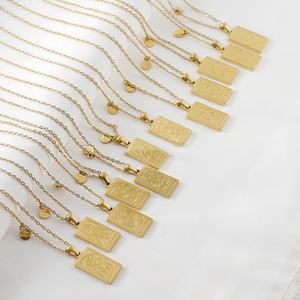 Lincy kare Tarot kartı onikinci zodyak desen 18K altın paslanmaz çelik kolye kolye kablo zinciri ile küçük yuvarlak Charm - Product Image 2