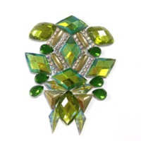 Nouveau style 2027 – Patchs thermocollants en strass en forme de fleur, vert, pour costumes de carnaval Saint-Martin, fabrication de chapeaux en résine