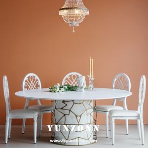 Mesa de comedor rectangular moderna de lujo <span class=keywords><strong>Gaudi</strong></span> en blanco y negro para el hogar, Villa, Hotel, salón de bodas, uso para muebles de comedor - Product Image 6