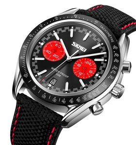 <span class=keywords><strong>Montre</strong></span> à quartz SKMEI 9292 avec bracelet en cuir, double fuseau horaire et chronomètre - Product Image 6