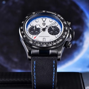 PD-1822 PAGANI DESIGN Montre à quartz de luxe tendance pour homme, noir rose, chronographe sport, montre-bracelet en cuir noir pour homme - Product Image 5