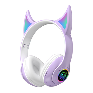 Gaming On-ear & Over-ear Cat ear Horns Auriculares inalámbricos Ecouteur Sans Fil Head Auriculares con tarjeta <span class=keywords><strong>TF</strong></span> Función AUX - Product Image 3