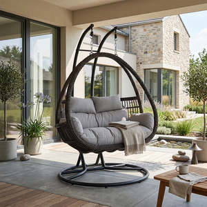 Silla Colgante Doble Meiqi, Silla Columpio de Ratán para Patio Exterior, para 2 Personas, Silla <span class=keywords><strong>Hamaca</strong></span> para Balcón y Jardín con Cojín - Product Image 1