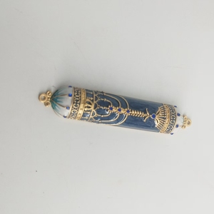 Mezuzah cylindrique en alliage de zinc peinte à la main avec décoration latérale en forme de parchemin, cadeau de déménagement sacré <span class=keywords><strong>juif</strong></span> - Product Image 1