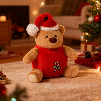 Peluche de renne de Noël personnalisée en gros avec broderie de chapeau de Père Noël et clochette pour cadeau de fêtes