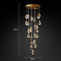Lustre led en cristal en forme de spirale pour villa moderne, luminaire de plafond haut, luminaire suspendu pour escalier