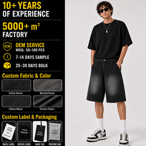 Street Style <strong>Black</strong> Knitted Mid <strong>Waist</strong> Gradient Washed Men Summer Loose Straight Leg <strong>Denim</strong> <strong>Shorts</strong> for Youth Casual Campus Wear - Product Image 1