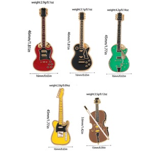 Vintage métal émail guitare <span class=keywords><strong>broche</strong></span> hommes femmes Instrument de musique guitare électrique Badges broches mode personnalité enfants - Product Image 4