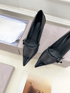 Zapatos Jimmy de Alta Calidad con Tacón Alto, Decoración de Hebilla de Perlas, Diseño Integral, Elegantes e Intelectuales, a la Moda - Product Image 6