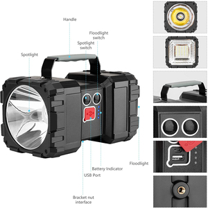 P70 High Power LED <b>Flashlight</b> Handheld FloodLight Searchlight for Camp Hike Fishing 1000LM <b>Rechargeable</b> Spotlight Flash Light - Product Image 4