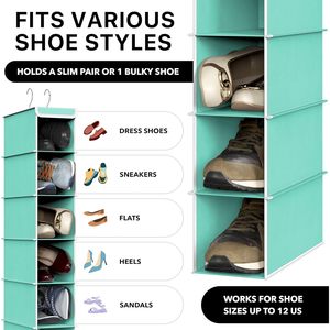 10 Shelf Hanging <b>Shoe</b> Organizer Turquoise Cubical Hook Type For Closet Door Wall <b>Storage</b> - Product Image 4