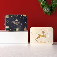 Boîtes Cadeaux Rectangulaires de Noël 12x9x4 cm, Boîtes de Rangement en Métal Réutilisables pour Biscuits, Bonbons, Petits Cadeaux de Fêtes
