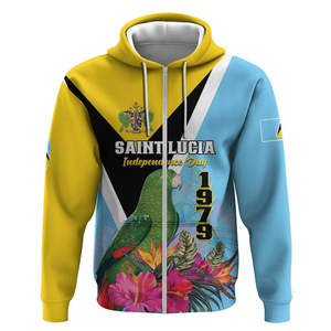 All'ingrosso Saint Lucia Flag leon Print Cricket giacca da allenamento invernale <span class=keywords><strong>con</strong></span> cappuccio <span class=keywords><strong>con</strong></span> cerniera e <span class=keywords><strong>felpa</strong></span> dei pesi massimi foderata in pile - Product Image 4