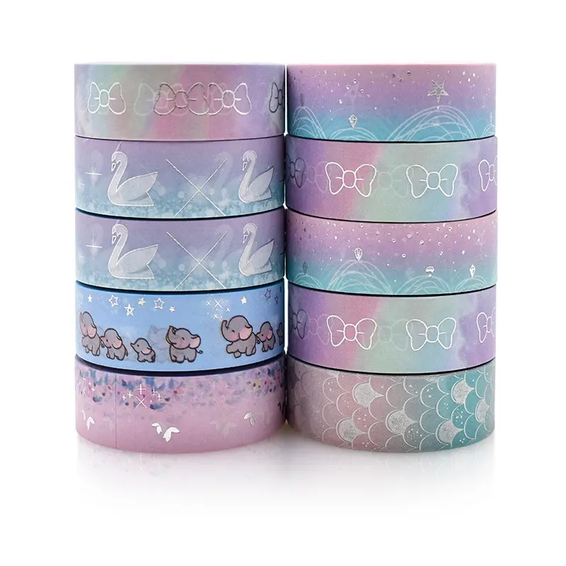 Kunden spezifischer Druck Washi Masking Paper Tape, Silber Goldfolie Washi Tape zur Dekoration