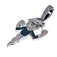 Pendentif de rappeur hip-hop en argent 925 personnalisé pour hommes, collier en diamant Moissanite avec design de personnage de dessin animé glacé, bijoux fins