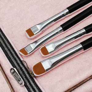 Pinceles de maquillaje planos en ángulo <span class=keywords><strong>fino</strong></span> ultrafino de etiqueta privada, corrector y delineador de ojos con mango de madera para aplicación en los ojos - Product Image 2