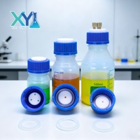 Tutup Botol Pelarut Fase Bergerak HPLC GL45 dengan PTFE 1/2/3/4 Port untuk Botol Reagen Biru GL45 Tutup Pengaman Laboratorium dengan Lubang