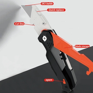 <span class=keywords><strong>Couteau</strong></span> utilitaire pliant portable compact avec stockage de lame <span class=keywords><strong>intégré</strong></span> et clip de <span class=keywords><strong>ceinture</strong></span> pour la coupe de sangles de bricolage Support OEM personnalisé - Product Image 2
