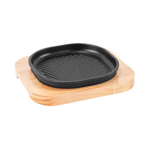 Plaque de cuisson <span class=keywords><strong>en</strong></span> <span class=keywords><strong>fonte</strong></span> épaissie style occidental pour steak, poêle barbecue coréenne, gril rayé pour viande, fromage, Teppanyaki, facile à nettoyer - Product Image 1