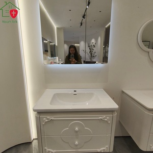 French-style white bathroom <b>cabinet</b> glass storage mirror <b>cabinet</b> white countertop sink <b>wall</b>-<b>mounted</b> <b>cabinet</b> body - Product Image 2