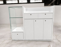 Vitrine de présentation de bijoux en MDF blanc avec verre trempé pleine vue et tiroirs pour la conception de bijouterie