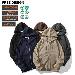 OEM 100% Cotton Full Zip Hoodie Solid Color French Terry Regular Fit Custom Logo High Quality Zipper Men Hoodie Manufacturer - Product Image 3