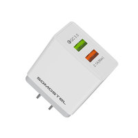 SOMOSTE chargeur rapide de téléphone portable matériau ABS Con Dual-USB QC3.0 2.4A adaptadores de viaje rapida avec câble de type c pour iphone