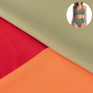 नायलॉन लाइक्रा सादे बुनना कपड़े सांस बुना हुआ सनस्क्रीन पहनने खेलों के लिए चार-रास्ता खिंचाव कपड़ा swimwear के