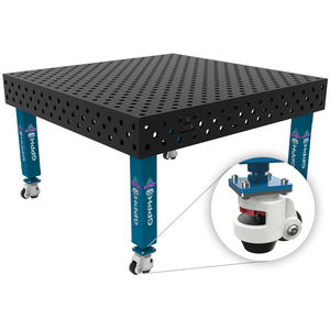 SteelExpert GPPH 1,5x1,48 m banco de soldadura con ruedas, 25mm de espesor, 28mm agujeros, rejilla diagonal - Product Image 1