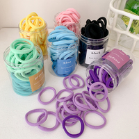 Grosir 50 Buah Desain Sederhana Nilon Mulus Kuat Elastis Tali Ikatan Rambut Permen Warna Solid Scrunchies untuk Wanita Gadis
