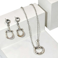 Ensemble de bijoux Horsebit pour femmes, bijoux équestres pour les amoureuses des chevaux, collier et boucles d'oreilles classiques avec pendentif Horsebit
