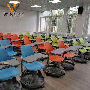 Conjunto de Silla y <span class=keywords><strong>Escritorio</strong></span> Universitario Moderno y Duradero Personalizado con Ruedas, Altura Ajustable y Tablero de Escritura para Aula, Asientos Flexibles - Product Image 3