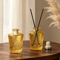 Bouteille diffuseur en verre cylindrique personnalisable avec logo, écologique, pour huiles d'aromathérapie et crèmes de soin, avec bâtonnets en rotin