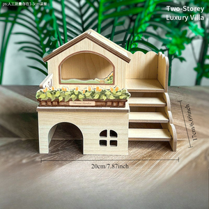 Kit d'aménagement paysager pour <span class=keywords><strong>cage</strong></span> en bois pour petits animaux (hamsters) - Multifonctionnel, facile à nettoyer, cachette, maison, jouets interactifs, grimpe - Product Image 3