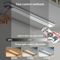 Bande lumineuse LED à détecteur de mouvement, dimmable, lumineuse, rechargeable par USB, sans fil, à coller, veilleuse pour placard, télécommande magnétique