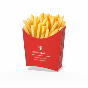 Boîte à frites en kraft naturel imprimée sur mesure avec design à ouverture facile pour les collations de restauration rapide - Product Image 1