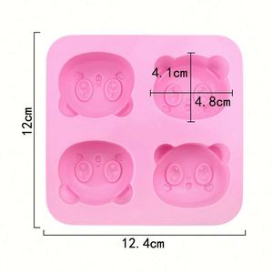 Moule en silicone écologique à 4 cavités en forme de tête d'ours pour la fabrication de savons, gâteaux et bougies, fait main, DIY, OEM/ODM, échantillon gratuit - Product Image 2