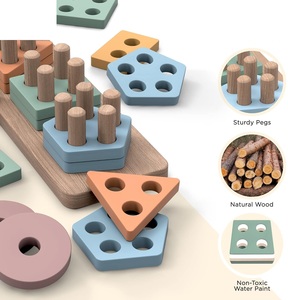 Montessori Toys Toddlers <strong>Wooden</strong> <strong>Sorting</strong> and <strong>Stacking</strong> Toys <strong>Shape</strong> Sorter and Color Stacker Preschool Kids Wood Gifts - Product Image 4